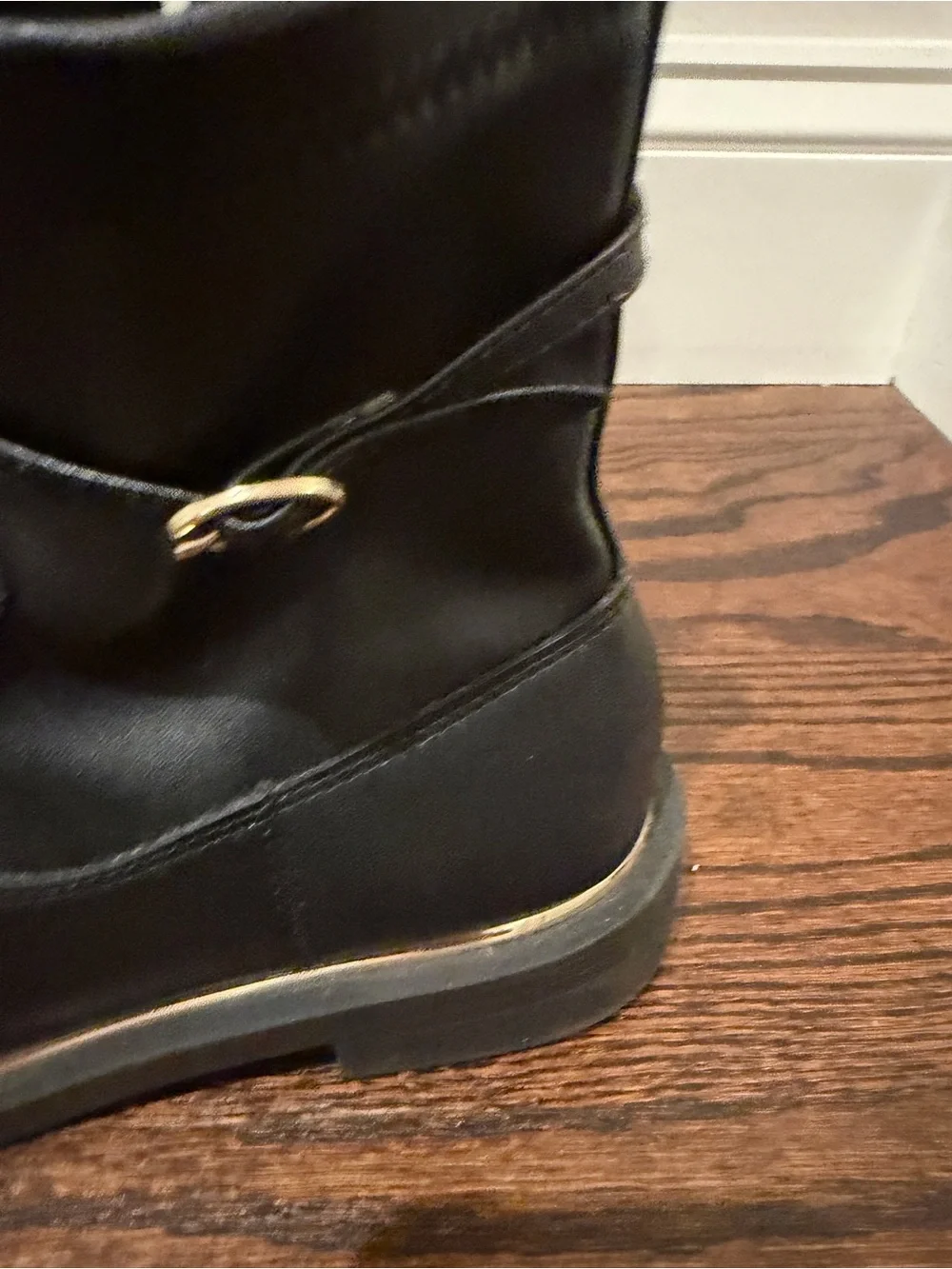 Zara Kids Black Ankle Chelsea Boots with Gold Trim Sole